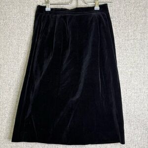 Vintage 90s Black Velvet Pleated Pencil Skirt With Pockets Size Small